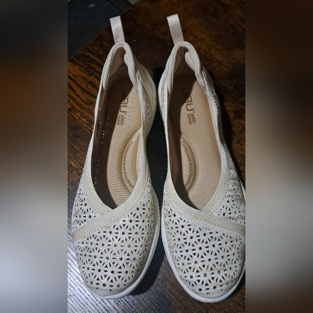 Jambu Emma Shoes Slip On Flats Round Toe Shimmer Cream Womens US 7 - Picture 6 of 11